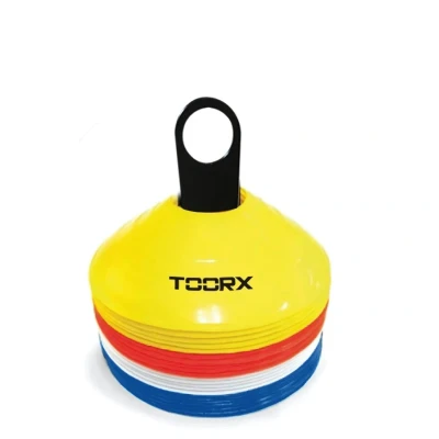 Afbeelding van Toorx Fitness Agility Cones Set van 24 stuks met rek Geel/Rood/Wit/Blauw Grijs Kunststof