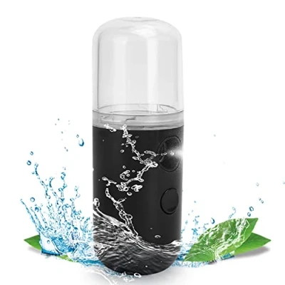 Afbeelding van draagbare gezichtsstoom, mistspray voor het gezicht, mini stoom, hydrateert de gezichtshuid diep met vocht (zwart)