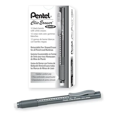 Afbeelding van Pentel ZE22A Intrekbare gum, zwart, 12 stuks