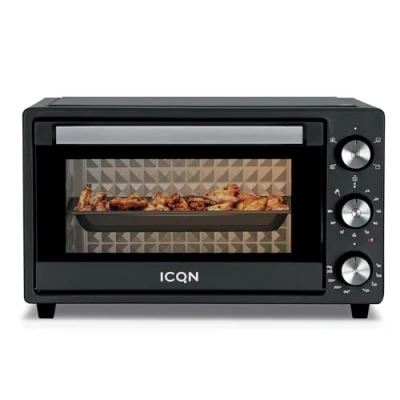 Afbeelding van ICQN Vrijstaande Mini Oven 20L 1500 W Convectie Pizzaoven Hetelucht Timer Zwart