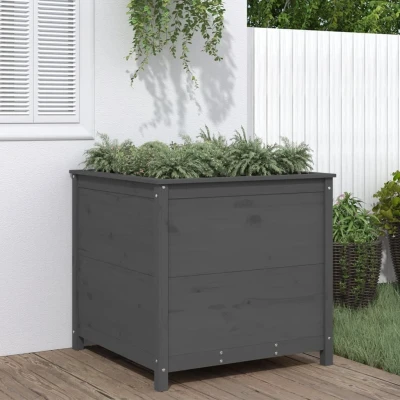 Afbeelding van Plantenbak 82,5x82,5x78 cm massief grenenhout grijs