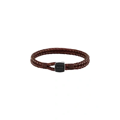 Afbeelding van BOSS Jewelry Leren armband voor heren, collectie SEAL bruin, 1580048S, Leer, Zonder edelstenen