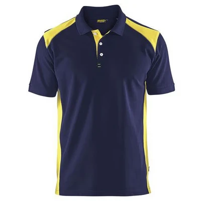 Image de Polo piqué marine et jaune fluorescent