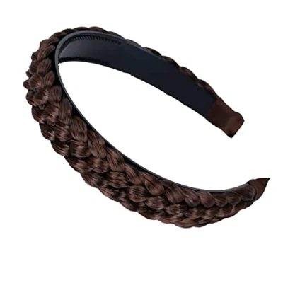 Afbeelding van PRETTYSHOP Haarband Met Vlecht Haarstukje Haarlint Bruine Mix HR6
