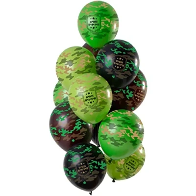 Afbeelding van Ballonnen Happy Birthday Camouflage kleuren 30cm 12 stuks