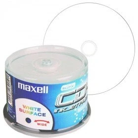 Afbeelding van CD R 80min/700MB Maxell 52x wit volledig printable in taartdoos 50 stuks