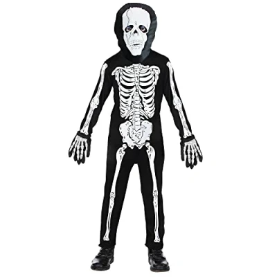 Afbeelding van Widmann Spook &amp; Skelet Kostuum Full Body Jongen Zwart / Wit Maat 104 Carnavalskleding Verkleedkleding