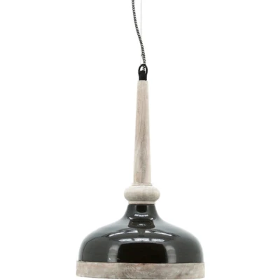 Afbeelding van Modern Living hanglamp zwart en hout 1 stuk industrieel design