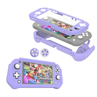 Afbeelding van FIWWAT Switch Lite beschermhoes voor Nintendo Lite, compatibel met geïntegreerde pc displaybescherming, 2 duimdoppen, paars
