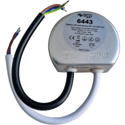 Afbeelding van LED voeding compact rond in 230V AC uit 12 Volt DC 30 Watt 2,5A IP67