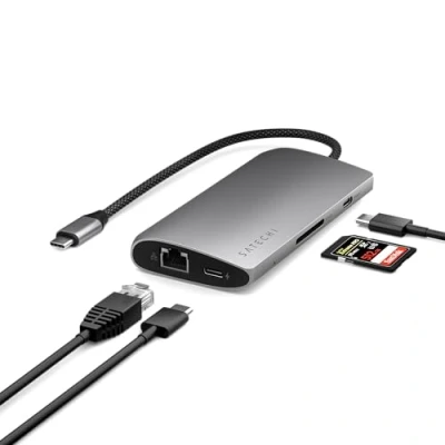 Afbeelding van Satechi USB C Multiport Adapter 8K with Ethernet V3 Space Grey