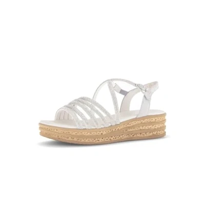 Afbeelding van Gabor Sandalen met sleehak, Dames, Maat: 40.5, Silber/light grey Textiel