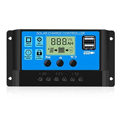 Afbeelding van OOYCYOO 20 A 12 V/24 V zonne laadregelaar intelligente met dubbele 5 USB poort, lcd display voor loodzuurbatterijen
