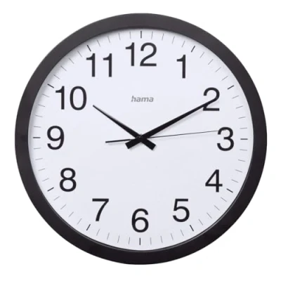 Afbeelding van Hama Aruba Wandklok, Ø 40 cm, stil, zwart