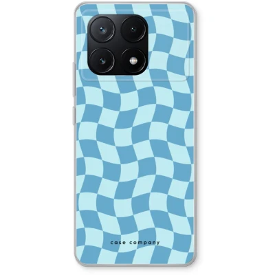 Afbeelding van Case Company® hoesje geschikt voor Xiaomi Poco X6 Pro Grid Blauw Soft Cover Telefoonhoesje Bescherming aan alle Kanten en Schermrand