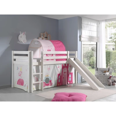 Afbeelding van Vipack Pino halfhoogslaper met glijbaan 90x200 Wit Nieuwe thema&#039;s