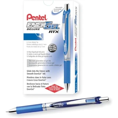 Afbeelding van Pentel EnerGel XM BL77 vloeibare gelpen, intrekbaar, 0,7 mm, 54% gerecycled, blauw, 12 stuks