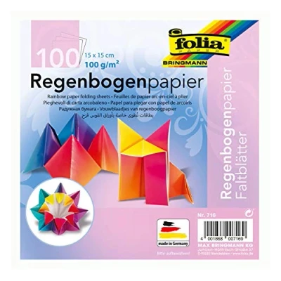 Afbeelding van Vouwblaadjes Folia 100gr 15x15cm 100 vel regenboog