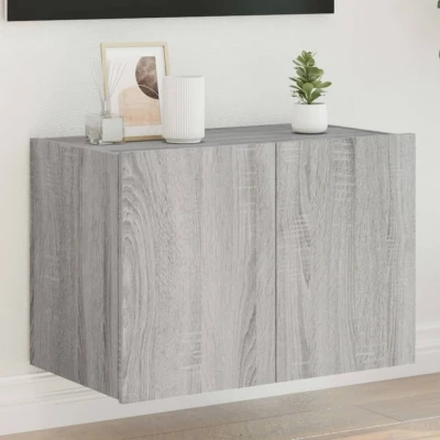 Afbeelding van Tv wandmeubel met LED verlichting 60x35x41 cm grijs sonoma