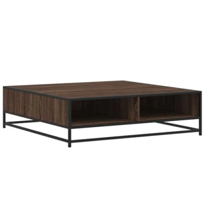 Image de vidaXL Table basse chêne marron 100x100x30 cm bois d&#039;ingénierie/métal848778