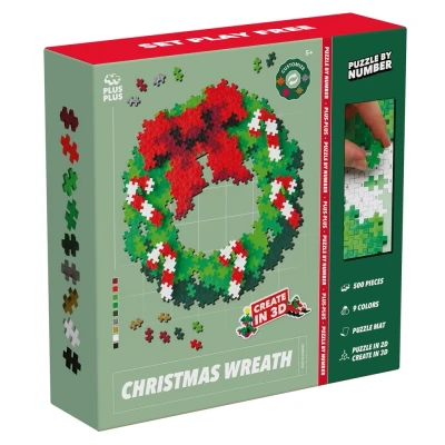 Afbeelding van Plus Puzzel by Number Kerstkrans 500 stukjes Bouwstenen, schaalbaar speelgoed voor kinderen, STEM, STEAM, gemaakt in Denemarken