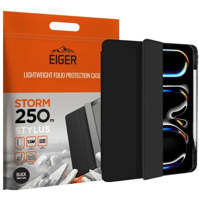 Afbeelding van Eiger Storm 250m Stylus Hoes Geschikt voor iPad Pro 11 (2024) Met Penhouder Slimme Sleep / Wake Functie Zwart