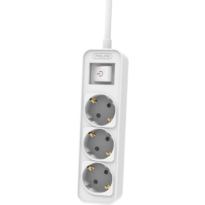 Afbeelding van Philips 3 voudige Stekkerdoos 1,5 Meter White Wit Stekkers
