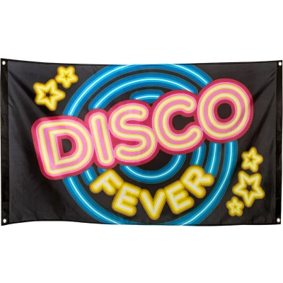 Afbeelding van Boland Polyester vlag &#039;DISCO FEVER&#039; Glitter &amp; Glamour 80s Feestversiering