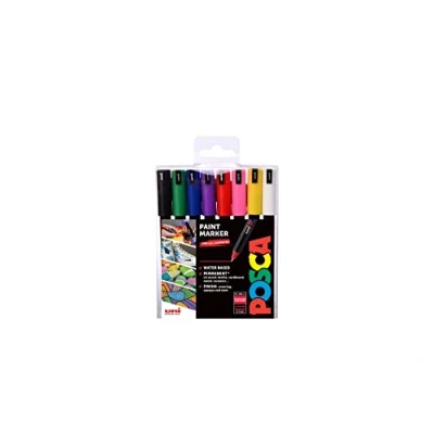 Afbeelding van Posca 153544841 verfmarker met inkt op waterbasis en extra fijne naaldpunt, gekalibreerd, 0,7 mm, 8 stuks