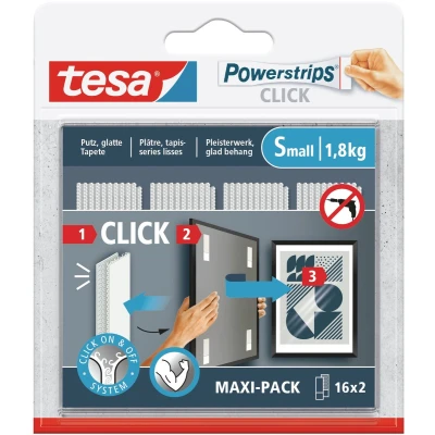 Afbeelding van tesa Powerstrips CLICK Small 16x 2 stuks (l x b) 60 mm 20 Inhoud: 16 paar