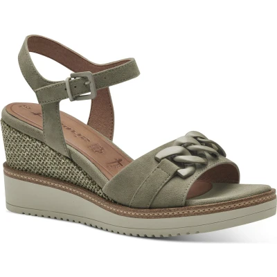 Afbeelding van Tamaris Sandalen met plateauzool, Dames, Maat: 41, Sage Leer