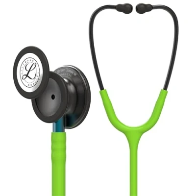 Image de 3M Littmann Stéthoscope de Surveillance Classic III, Tubulure Citron Vert, Smoke Edition, Base Bleue, 69 cm, 5875
