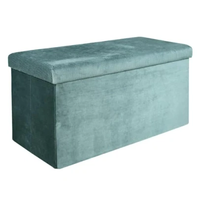 Afbeelding van Home Deco Poef/hocker Velvet opvouwbaar blauw polyester/MDF 76 x 38 cm