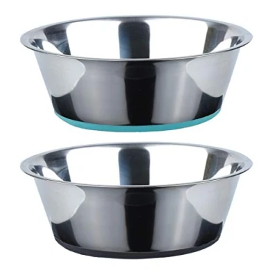 Afbeelding van PEGGY11 2 Pack diepe roestvrijstalen hondenkommen met anti slip siliconen kelder, ideale voedselwaterkom voor honden, houdt tot 1920ml elk