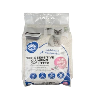 Afbeelding van Duvoplus Kattenbakvulling Kat White Sensitive Babypoeder 12kg 1st