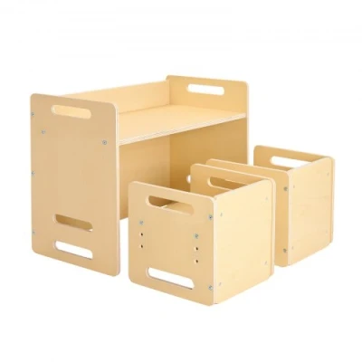 Image de VEVOR Ensemble 1 Table et 2 Chaises pour Enfants Diversification Alimentaire