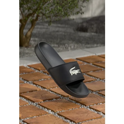 Afbeelding van Lacoste Serve Slide Muiltjes, Heren, Maat: 46, Black/white Hoogwaardig imitatieleer