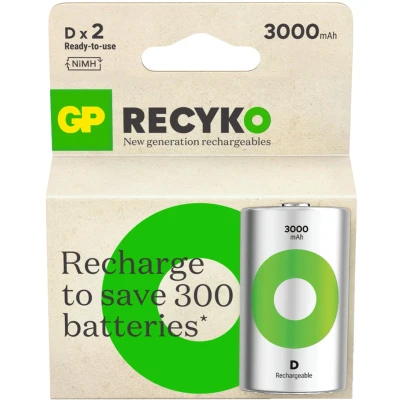Afbeelding van GP Batteries ReCyko Oplaadbare D batterij (mono) NiMH 3000 mAh 1.2 V 2 stuk(s)