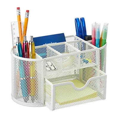 Afbeelding van Relaxdays pennenbak lade bureau organizer pennenbakje pennenhouder metaal modern