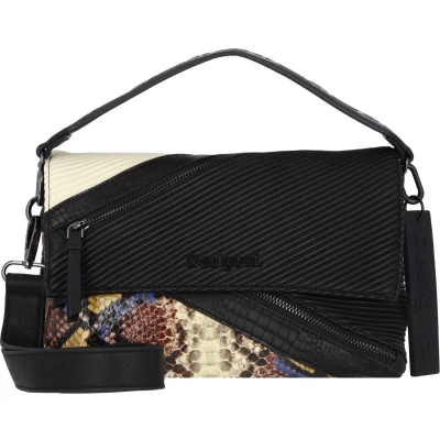 Afbeelding van Desigual Midsize Patchwork Schoudertas, Dames, Maat: One Size, Black