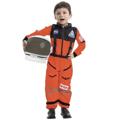 Afbeelding van Spooktacular Creations NASA Astronaut pilotenkostuum met beweegbare helm voor kinderen, oranje S (5 7 jaar)