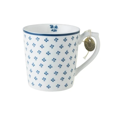 Afbeelding van Laura Ashley Blauw Little Flower Set 4 Mugs 0,35l Wit Porselein
