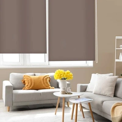 Afbeelding van Rolgordijndecor Ara Rolgordijn doorschijnend glad bruin 80 x 175 cm (breedte hoogte) Stofmaat 77 170 Raamrolgordijn