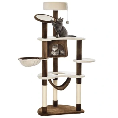 Afbeelding van PawHut krabpaal kattenboom voor katten kat klimboom sisal pilaren D2 0027