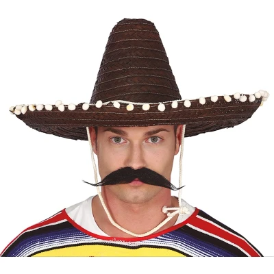 Afbeelding van Guirca Mexicaanse Sombrero hoed voor heren carnaval/verkleed accessoires zwart dia 50 cm