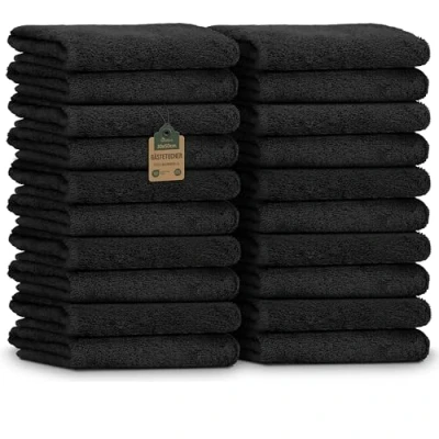 Afbeelding van NatureMark Set van 20 badstof gastendoekjes, 30 x 50 cm, 100% katoen, zwart