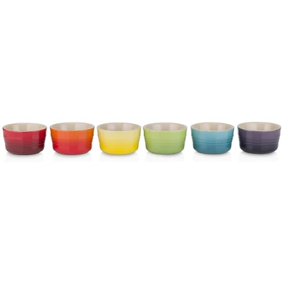 Afbeelding van Le Creuset Aardewerken Regenboog Set Mini ramekins Per 6 100ml