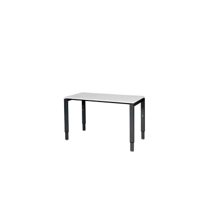 Afbeelding van Domino bureau, hoogte instelbaar (62 85cm) met 120x60cm &#039;zwevend&#039; krijtwit 25mm blad en zwart (RAL9005) N poot frame.
