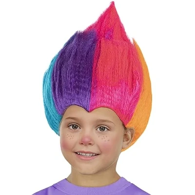Afbeelding van FUNIDELIA Regenboog Trolls Pruik voor meisjes en jongens
