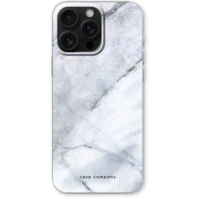 Afbeelding van Case Company® hoesje geschikt voor iPhone 16 Pro Max Witte marmer Soft Cover Telefoonhoesje Bescherming aan alle Kanten en Schermrand